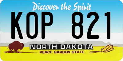 ND license plate KOP821