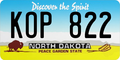 ND license plate KOP822