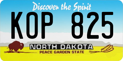 ND license plate KOP825