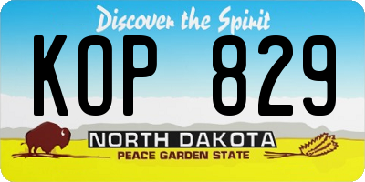 ND license plate KOP829