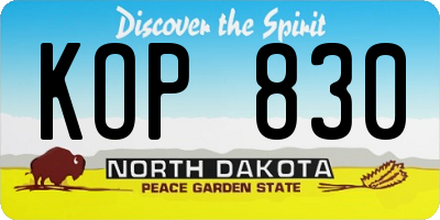 ND license plate KOP830