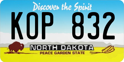 ND license plate KOP832