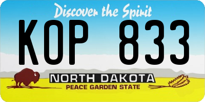 ND license plate KOP833