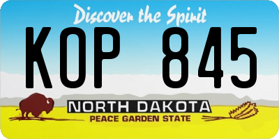 ND license plate KOP845