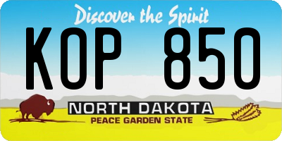 ND license plate KOP850