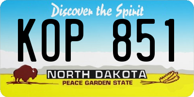 ND license plate KOP851