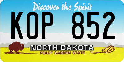 ND license plate KOP852