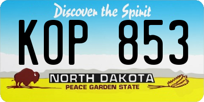 ND license plate KOP853