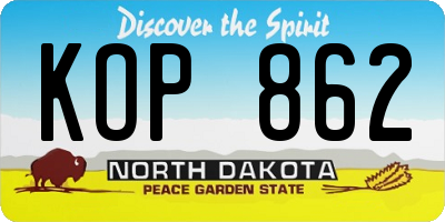 ND license plate KOP862