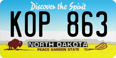 ND license plate KOP863