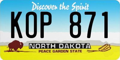 ND license plate KOP871