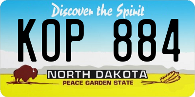 ND license plate KOP884