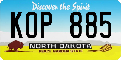 ND license plate KOP885