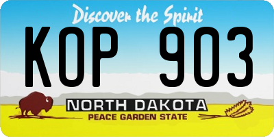 ND license plate KOP903