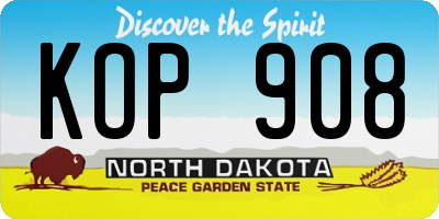 ND license plate KOP908