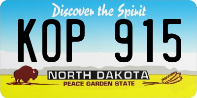ND license plate KOP915