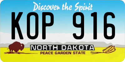 ND license plate KOP916