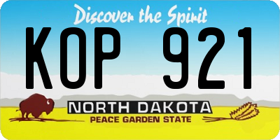 ND license plate KOP921