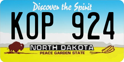 ND license plate KOP924