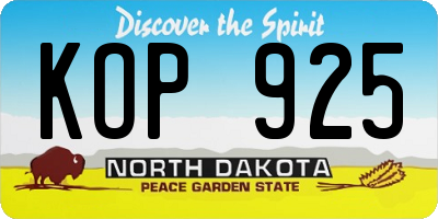 ND license plate KOP925