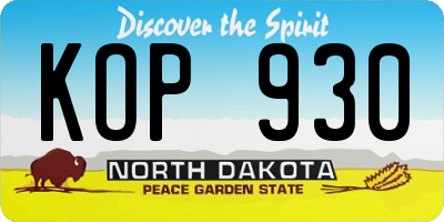 ND license plate KOP930