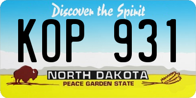 ND license plate KOP931