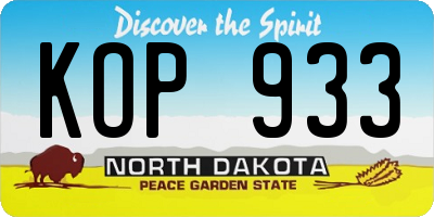 ND license plate KOP933