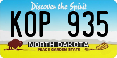 ND license plate KOP935