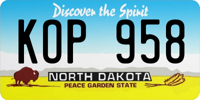 ND license plate KOP958