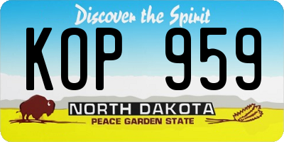 ND license plate KOP959