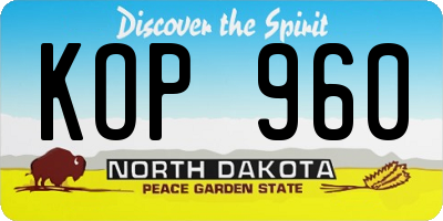 ND license plate KOP960