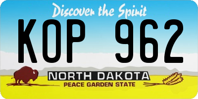 ND license plate KOP962