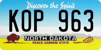 ND license plate KOP963