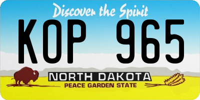 ND license plate KOP965