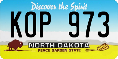ND license plate KOP973