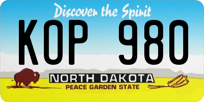 ND license plate KOP980