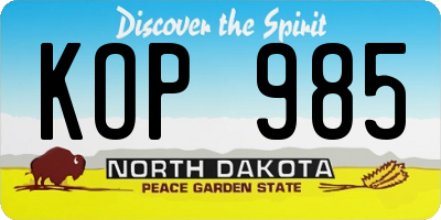 ND license plate KOP985