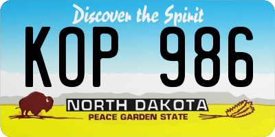 ND license plate KOP986