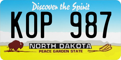 ND license plate KOP987