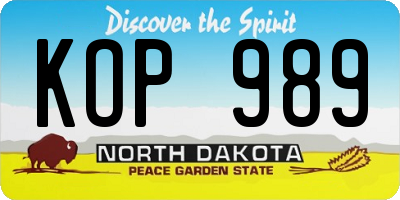 ND license plate KOP989