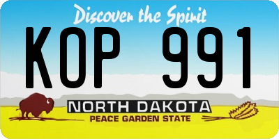 ND license plate KOP991