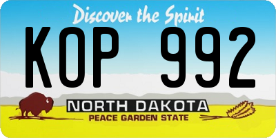 ND license plate KOP992