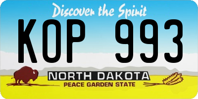 ND license plate KOP993
