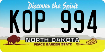 ND license plate KOP994