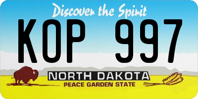 ND license plate KOP997