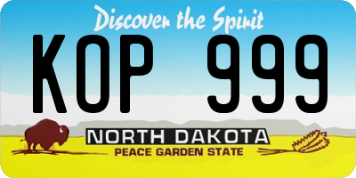 ND license plate KOP999
