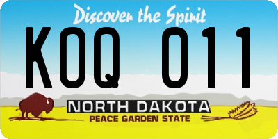 ND license plate KOQ011