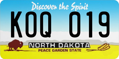 ND license plate KOQ019
