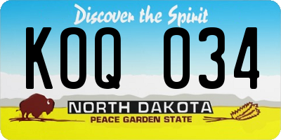 ND license plate KOQ034