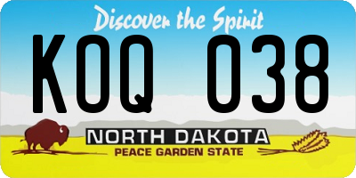 ND license plate KOQ038